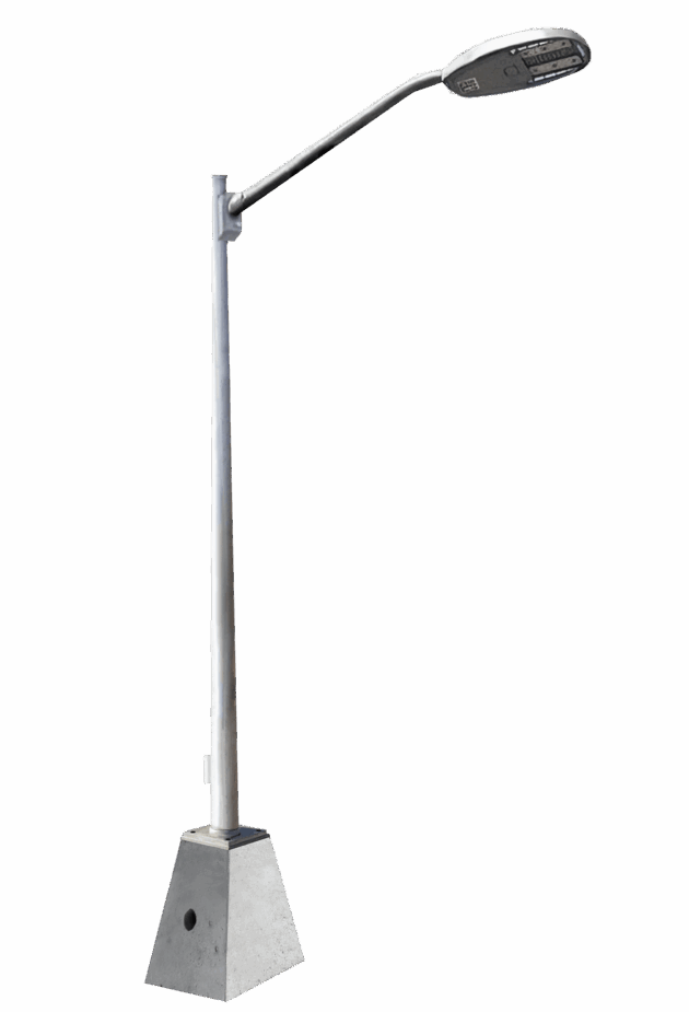 Poste de alumbrado público Trapole con brazo, luminaria y base de concreto